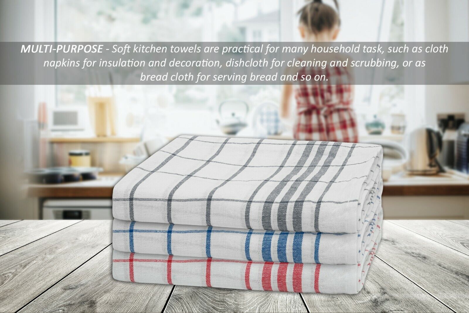 Tea Towels 100% Cotton Kitchen Drying Cleaning Towel Large Dish Glass Bar Cloth