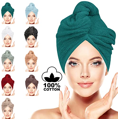 100% Cotton Hair Towel Wrap: Quick Dry, Anti-Frizz Turban , 62CM x 23CM Red Single