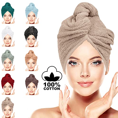 100% Cotton Hair Towel Wrap: Quick Dry, Anti-Frizz Turban , 62CM x 23CM Red Single