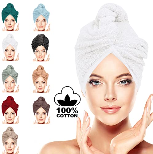 100% Cotton Hair Towel Wrap: Quick Dry, Anti-Frizz Turban , 62CM x 23CM Red Single