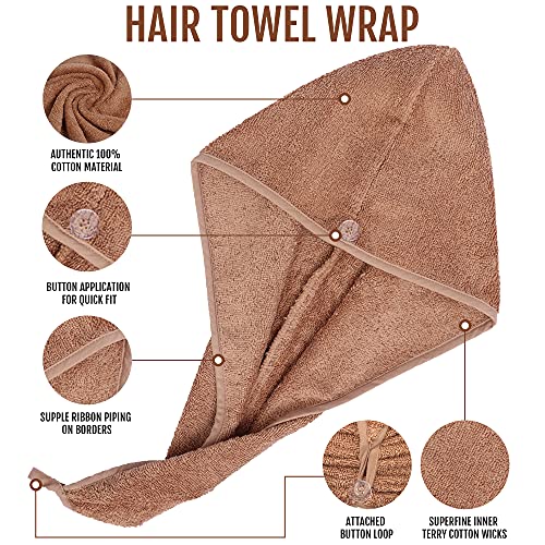 100% Cotton Hair Towel Wrap: Quick Dry, Anti-Frizz Turban , 62CM x 23CM Red Single