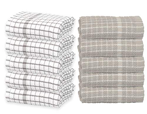 Exclusive Offer: Luxe 100% Egyptian Cotton Tea Towels - Set of 2 Silver & White Checks! Limited Time Deal!