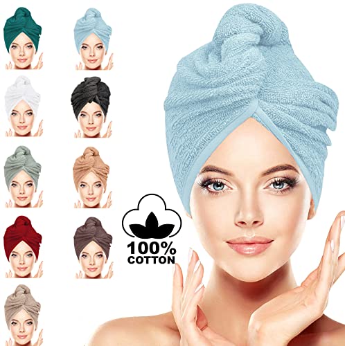 100% Cotton Hair Towel Wrap: Quick Dry, Anti-Frizz Turban , 62CM x 23CM Red Single