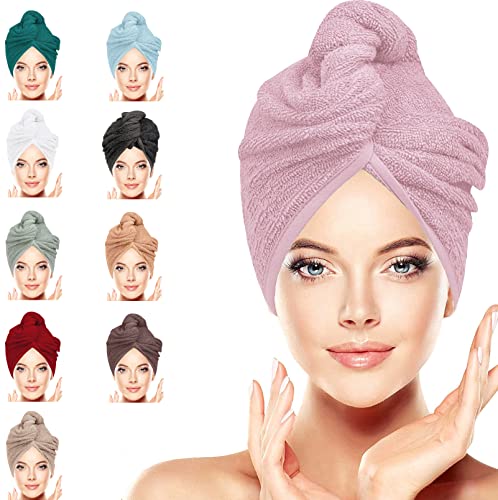 100% Cotton Hair Towel Wrap: Quick Dry, Anti-Frizz Turban , 62CM x 23CM Red Single